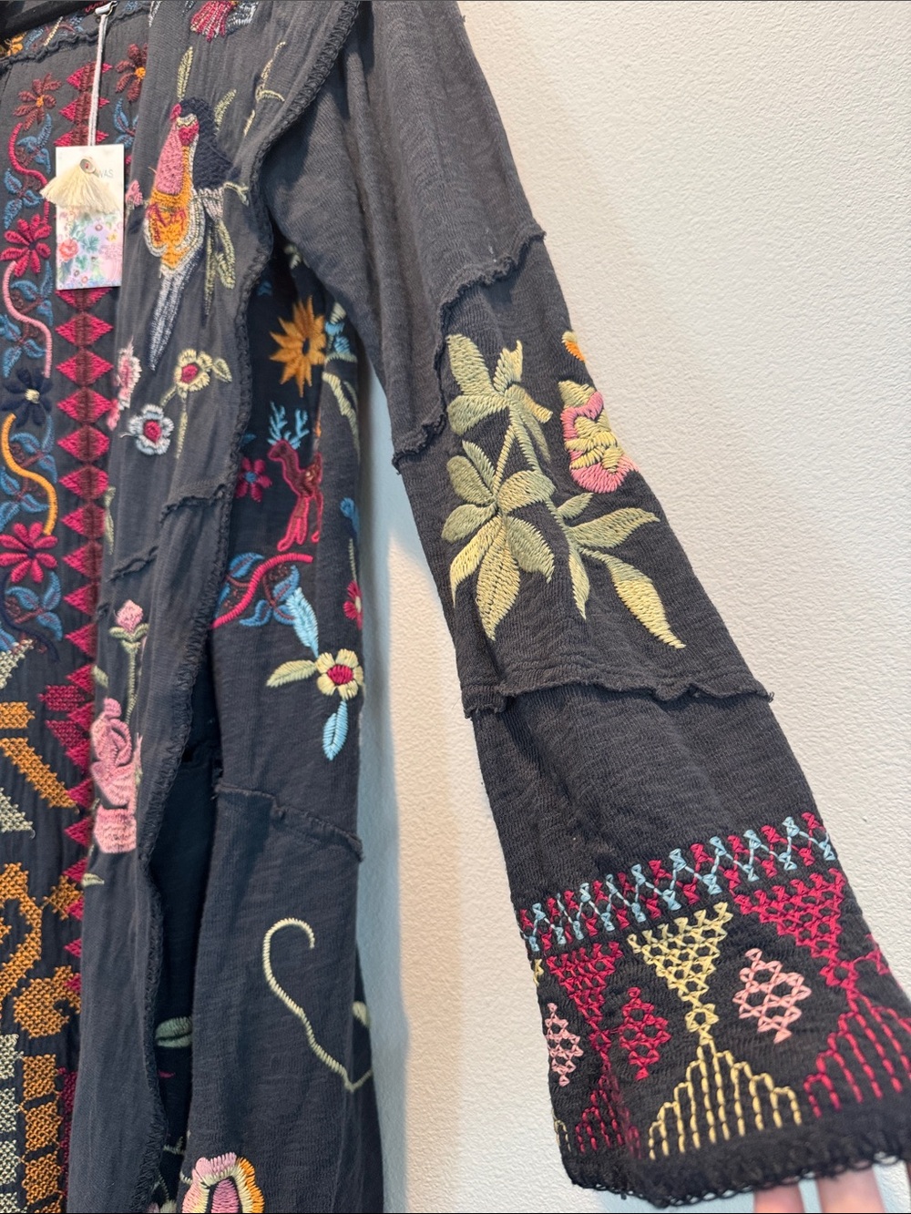 Johnny Was NWT Embroidered Boho Cardigan with Floral Details - Picture 2 of 5